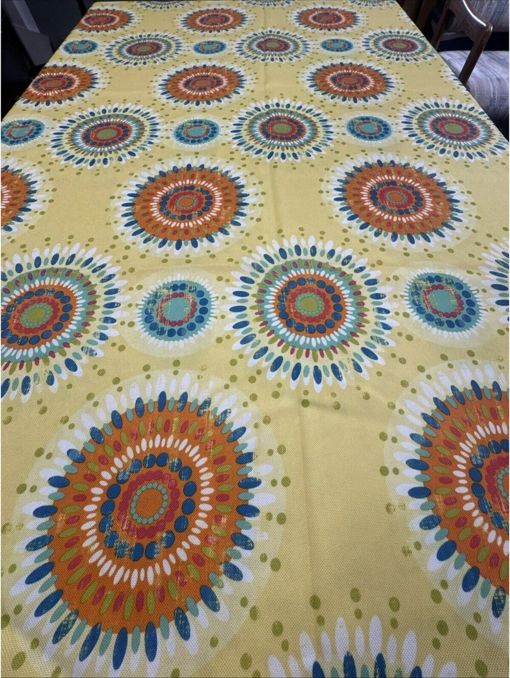 Fiesta Bright Large Rectangle Tablecloth Fabric 120” X 60” Yellow Orange Boho